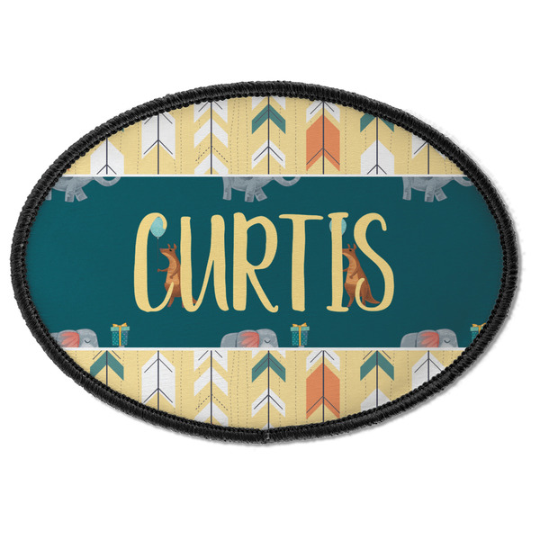 Custom Animal Friend Birthday Iron On Oval Patch w/ Name or Text