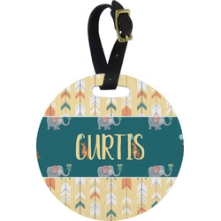 Animal Friend Birthday Plastic Luggage Tag - Round (Personalized)