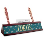 Animal Friend Birthday Red Mahogany Nameplate with Business Card Holder (Personalized)