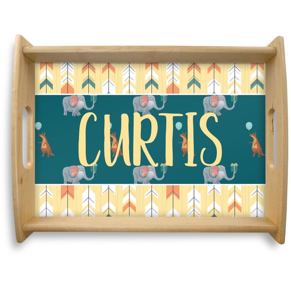 Custom Animal Friend Birthday Natural Wooden Tray - Large (Personalized)