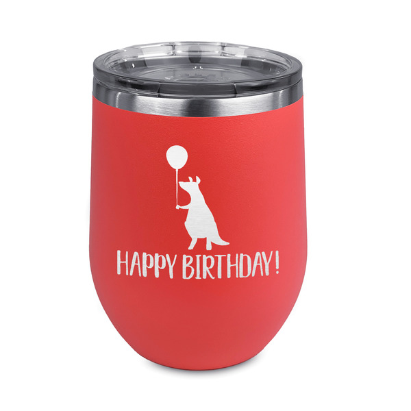 Custom Animal Friend Birthday Stemless Stainless Steel Wine Tumbler - Coral - Double Sided (Personalized)