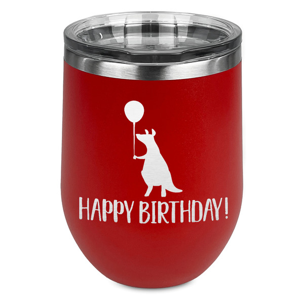 Custom Animal Friend Birthday Stemless Stainless Steel Wine Tumbler - Red - Double Sided (Personalized)