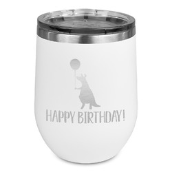 Animal Friend Birthday Stemless Stainless Steel Wine Tumbler - White - Double Sided (Personalized)