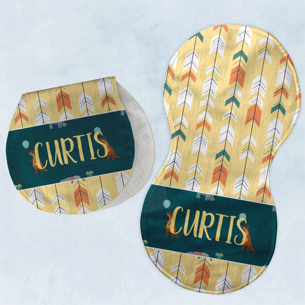 Custom Animal Friend Birthday Burp Pads - Velour - Set of 2 w/ Name or Text