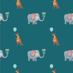 Animal Friend Birthday Wallpaper & Surface Covering (Water Activated 24"x 24" Sample)