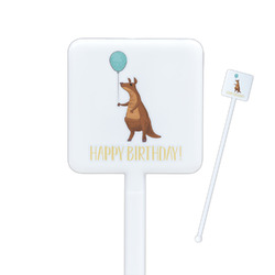 Animal Friend Birthday Square Plastic Stir Sticks - Single Sided (Personalized)