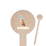 Animal Friend Birthday 6" Round Wooden Food Picks - Single Sided (Personalized)