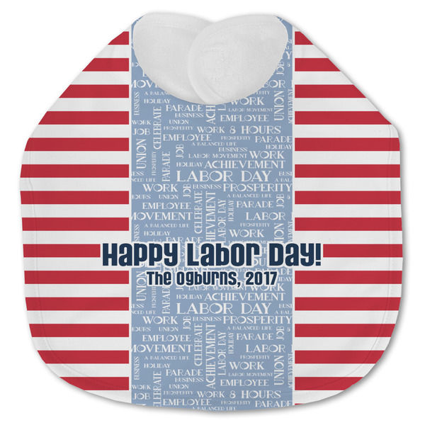 Custom Labor Day Jersey Knit Baby Bib w/ Name or Text