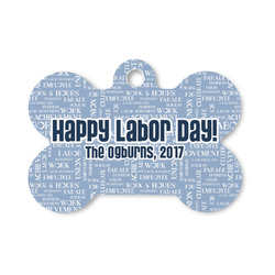 Labor Day Bone Shaped Dog ID Tag - Small (Personalized)