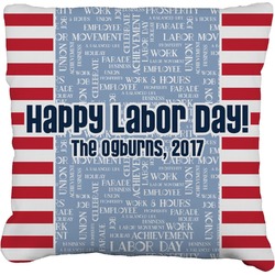 Labor Day Faux-Linen Throw Pillow (Personalized)
