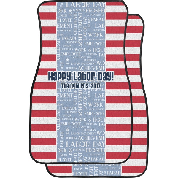 Custom Labor Day Car Floor Mats (Front Seat) (Personalized)