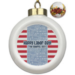 Labor Day Ceramic Ball Ornaments - Poinsettia Garland (Personalized)