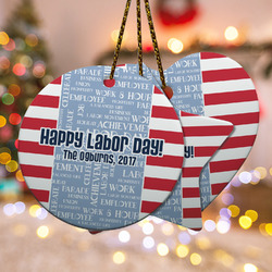 Labor Day Ceramic Ornament w/ Name or Text