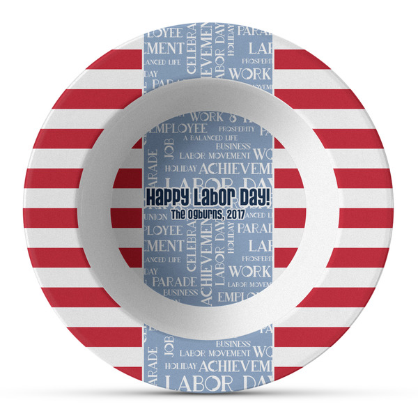 Custom Labor Day Plastic Bowl - Microwave Safe - Composite Polymer (Personalized)