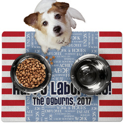 Labor Day Dog Food Mat - Medium w/ Name or Text