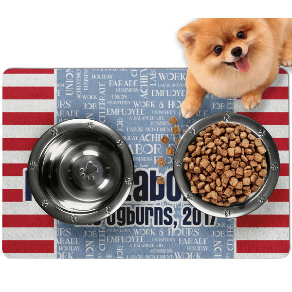 Custom Labor Day Dog Food Mat - Small w/ Name or Text