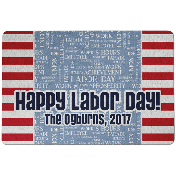 Custom Labor Day Dog Food Mat w/ Name or Text