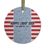 Labor Day Flat Glass Ornament - Round w/ Name or Text