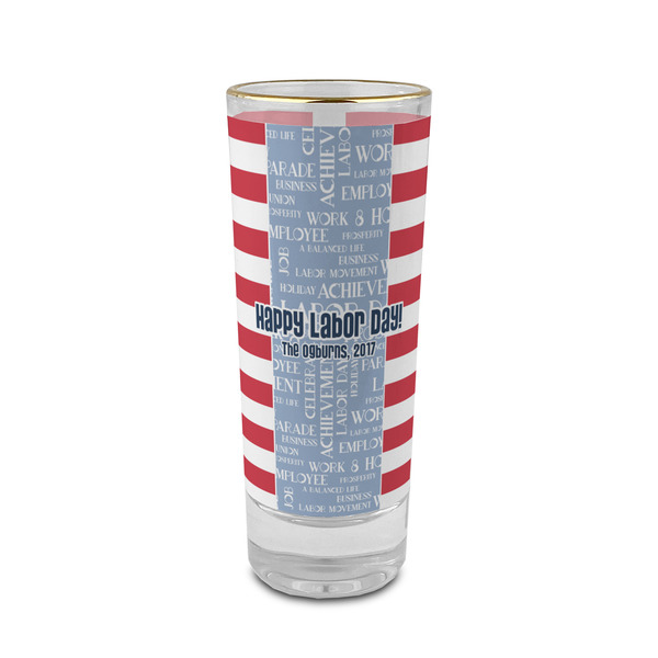 Custom Labor Day 2 oz Shot Glass - Glass with Gold Rim (Personalized)