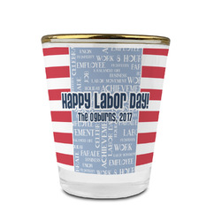 Labor Day Glass Shot Glass - 1.5 oz - with Gold Rim - Set of 4 (Personalized)