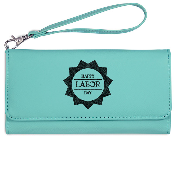 Custom Labor Day Ladies Leatherette Wallet - Laser Engraved- Teal