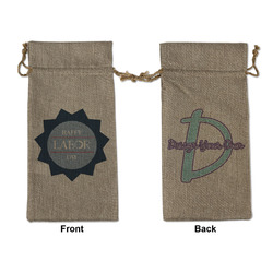 Labor Day Large Burlap Gift Bag - Front & Back (Personalized)