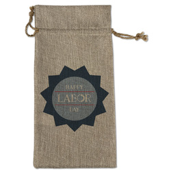 Labor Day Large Burlap Gift Bag - Front