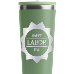 Labor Day RTIC Everyday Tumbler with Straw - 28oz - Light Green - Double-Sided (Personalized)