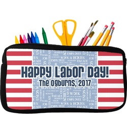 Labor Day Neoprene Pencil Case - Small w/ Name or Text