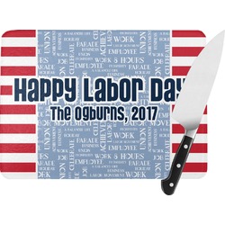 Labor Day Rectangular Glass Cutting Board - Large - 15.25"x11.25" w/ Name or Text