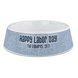 Labor Day Plastic Dog Bowl - Large (Personalized)