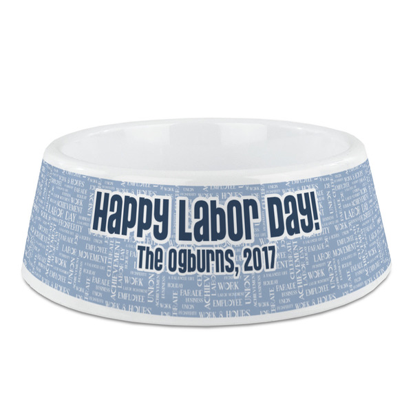 Custom Labor Day Plastic Dog Bowl (Personalized)