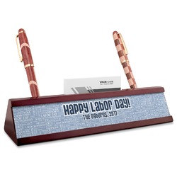 Labor Day Red Mahogany Nameplate with Business Card Holder (Personalized)