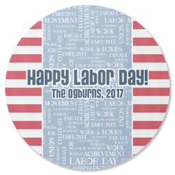 Labor Day Round Rubber Backed Coaster (Personalized)