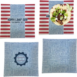 Labor Day Set of 4 Glass Square Lunch / Dinner Plate 9.5" (Personalized)