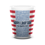 Labor Day Ceramic Shot Glass - 1.5 oz - White - Set of 4 (Personalized)