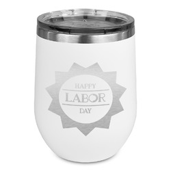 Labor Day Stemless Stainless Steel Wine Tumbler - White - Single Sided