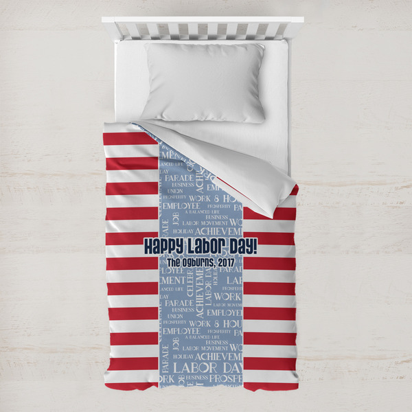 Custom Labor Day Toddler Duvet Cover w/ Name or Text