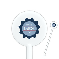 Labor Day 5.5" Round Plastic Stir Sticks - White - Single Sided