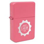 Labor Day Windproof Lighter - Pink - Double Sided & Lid Engraved