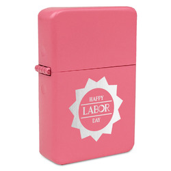 Labor Day Windproof Lighter - Pink - Single Sided & Lid Engraved