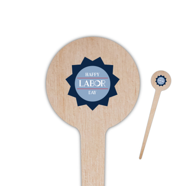 Custom Labor Day 4" Round Wooden Food Picks - Single Sided