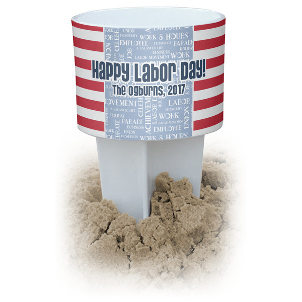 Custom Labor Day White Beach Spiker Drink Holder (Personalized)