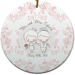 Wedding People Round Ceramic Ornament w/ Couple's Names