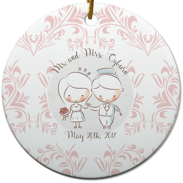 Custom Wedding People Round Ceramic Ornament w/ Couple's Names