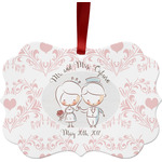 Wedding People Metal Frame Ornament - Double Sided w/ Couple's Names