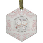 Wedding People Flat Glass Ornament - Hexagon w/ Couple's Names