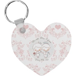 Wedding People Heart Plastic Keychain w/ Couple's Names