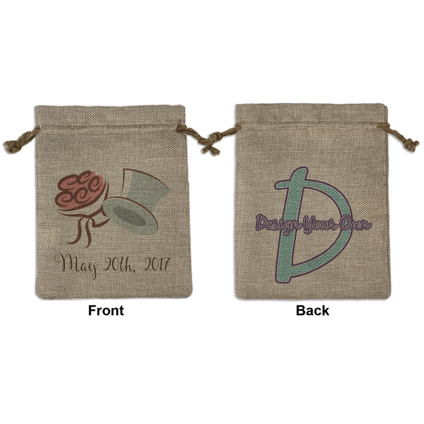 Custom Wedding People Medium Burlap Gift Bag - Front & Back (Personalized)