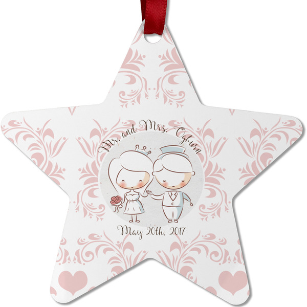 Custom Wedding People Metal Star Ornament - Double Sided w/ Couple's Names